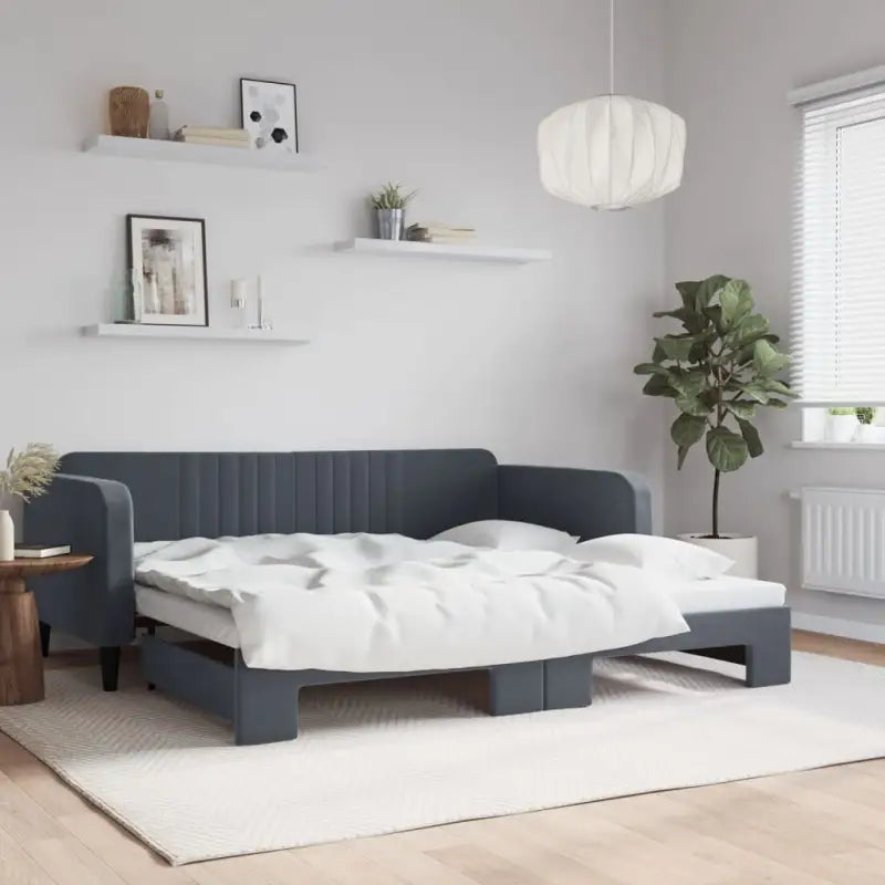 Massief hout 2-in-1 dagbed met modern ontwerp voor woon- of slaapkamer - Donkergrijs / 100 x 200 cm