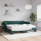 Massief hout 2-in-1 dagbed met modern ontwerp voor woon- of slaapkamer - Donkergroen / 90 x 200 cm / met onderschuifbed