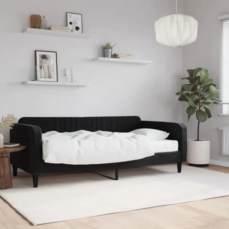 Massief hout 2-in-1 dagbed met modern ontwerp voor woon- of slaapkamer - Zwart / 90 x 190 cm / met matras - Bedden &