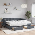 Massief hout 2-in-1 dagbed met modern ontwerp voor woon- of slaapkamer - Donkergrijs / 90 x 200 cm / met onderschuifbed