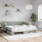 Massief hout 2-in-1 dagbed met modern ontwerp voor woon- of slaapkamer - Lichtgrijs / 100 x 200 cm / met onderschuifbed