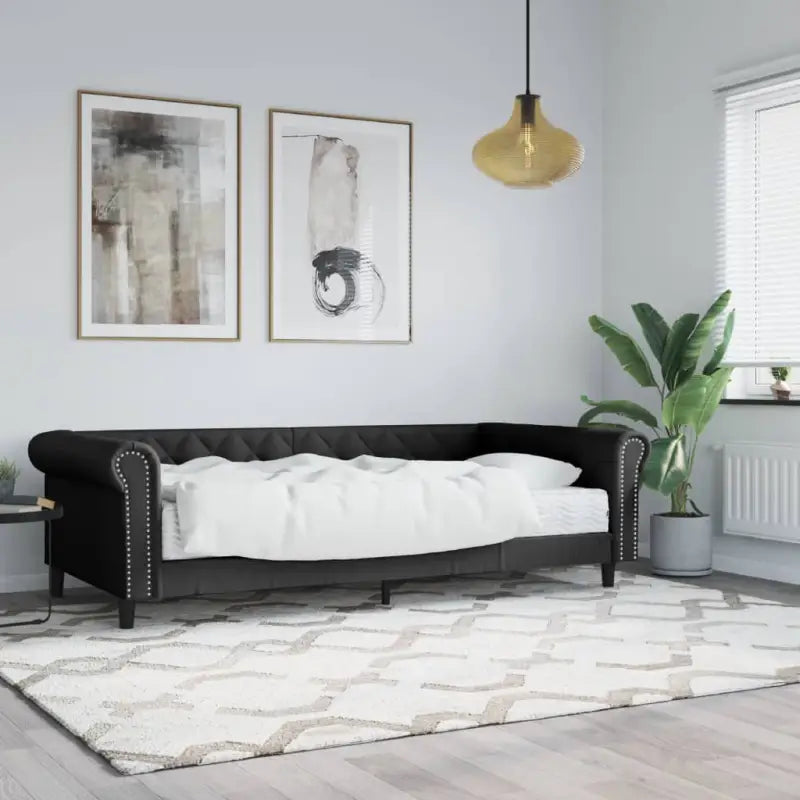 Massief hout 2-in-1 dagbed met modern ontwerp voor woonkamer of slaapkamer - Zwart / 90 x 200 cm / met matras - Bedden