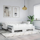 Massief hout 2-in-1 dagbed met modern ontwerp voor woonkamer of slaapkamer - Wit / 90 x 200 cm / met onderschuifbed