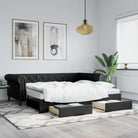 Massief hout 2-in-1 dagbed met modern ontwerp voor woonkamer of slaapkamer - Zwart / 90 x 200 cm / met onderschuifbed