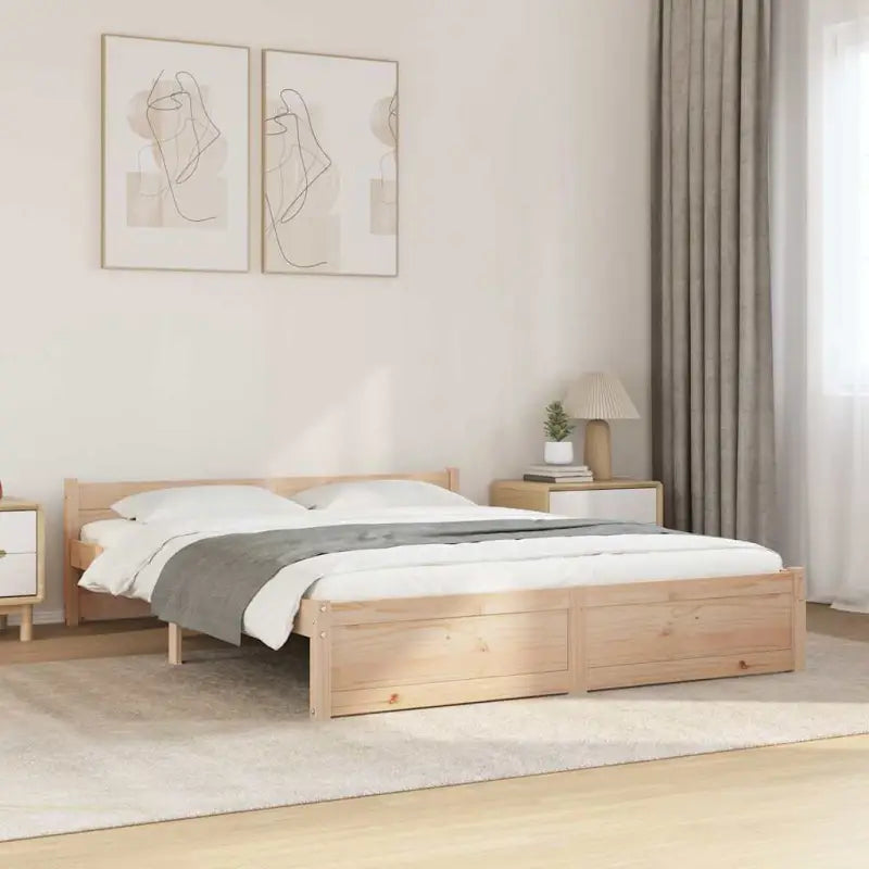 Massief hout bedframe van massief grenenhout met levering bevat - Naturel / 160 x 200 cm - Bedden & bedframes