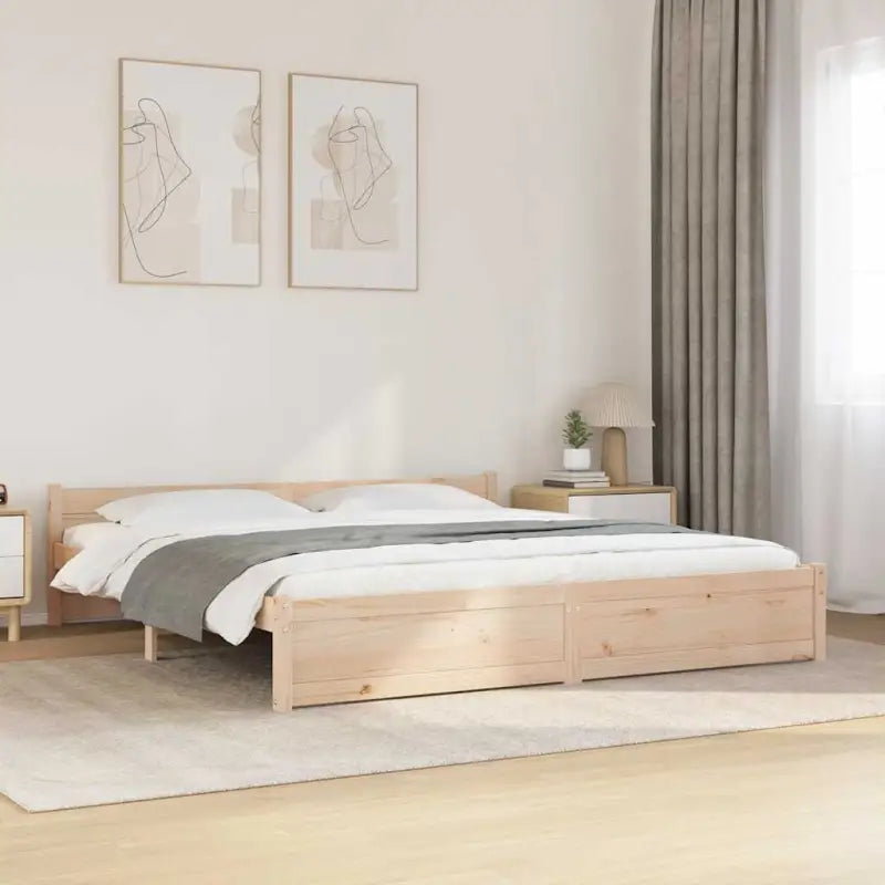 Massief hout bedframe van massief grenenhout met levering bevat - Naturel / 180 x 200 cm - Bedden & bedframes