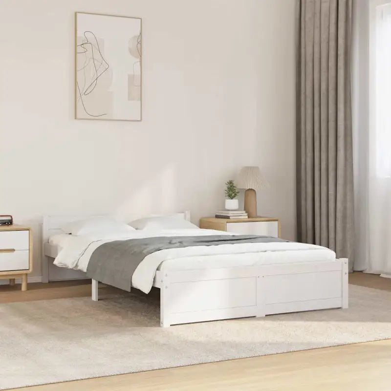 Massief hout bedframe van massief grenenhout met levering bevat - Wit / 120 x 200 cm - Bedden & bedframes