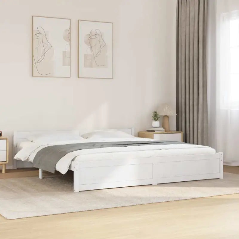 Massief hout bedframe van massief grenenhout met levering bevat - Wit / 200 x 200 cm - Bedden & bedframes