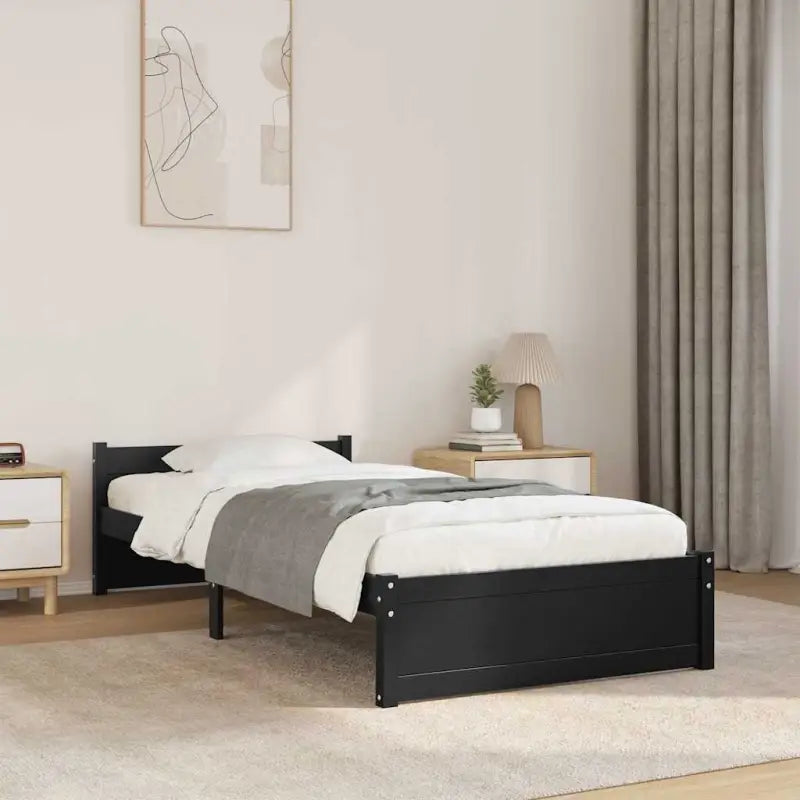 Massief hout bedframe van massief grenenhout met levering bevat - Zwart / 90 x 200 cm - Bedden & bedframes