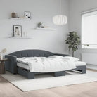 Massief hout dagbed met modern ontwerp voor woonkamer en slaapkamer - Donkergrijs / 100 x 200 cm / met onderschuifbed