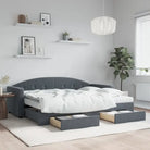 Massief hout dagbed met modern ontwerp voor woonkamer en slaapkamer - Donkergrijs / 80 x 200 cm / met onderschuifbed