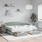 Massief hout dagbed met modern ontwerp voor woonkamer en slaapkamer - Lichtgrijs / 80 x 200 cm / met onderschuifbed
