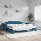 Massief hout dagbed met modern ontwerp voor woonkamer en slaapkamer - Blauw / 100 x 200 cm / met onderschuifbed