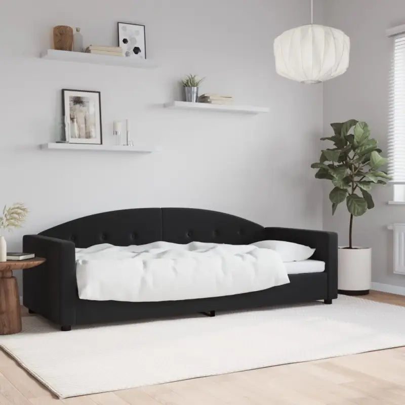 Massief hout dagbed met modern ontwerp voor woonkamer en slaapkamer - Zwart / 80 x 200 cm / zonder matras - Bedden &