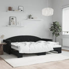 Massief hout dagbed met modern ontwerp voor woonkamer en slaapkamer - Zwart / 80 x 200 cm / met onderschuifbed - Bedden