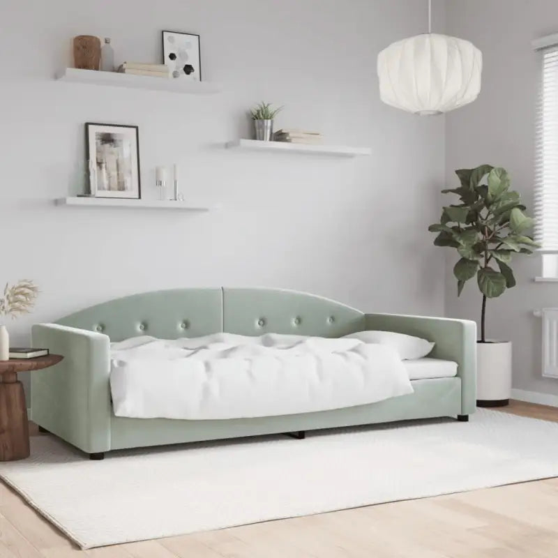 Massief hout dagbed met modern ontwerp voor woonkamer en slaapkamer - Lichtgrijs / 90 x 190 cm / zonder matras - Bedden