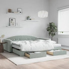 Massief hout dagbed met modern ontwerp voor woonkamer en slaapkamer - Lichtgrijs / 100 x 200 cm / met onderschuifbed
