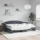 Massief hout dagbed met modern ontwerp voor woonkamer en slaapkamer - Donkergrijs / 80 x 200 cm / met onderschuifbed