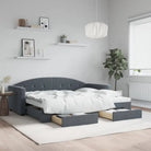 Massief hout dagbed met modern ontwerp voor woonkamer en slaapkamer - Donkergrijs / 90 x 190 cm / met onderschuifbed