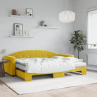 Massief hout dagbed met modern ontwerp voor woonkamer en slaapkamer - Geel / 80 x 200 cm / met onderschuifbed en matras