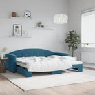 Massief hout dagbed met modern ontwerp voor woonkamer en slaapkamer - Blauw / 90 x 200 cm / met onderschuifbed - Bedden