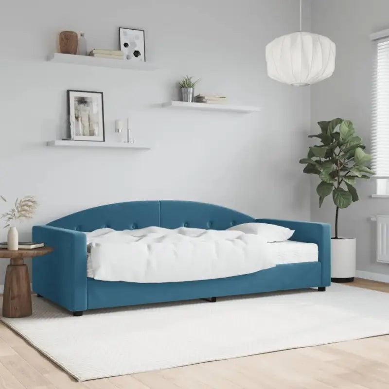 Massief hout dagbed met modern ontwerp voor woonkamer en slaapkamer - Blauw / 90 x 200 cm / met matras - Bedden &