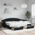 Massief hout dagbed met modern ontwerp voor woonkamer en slaapkamer - Zwart / 80 x 200 cm / met onderschuifbed en lade