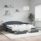 Massief hout dagbed met modern ontwerp voor woonkamer en slaapkamer - Donkergrijs / 90 x 200 cm / met onderschuifbed