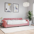 Massief hout dagbed met modern ontwerp voor woonkamer of slaapkamer - Roze / 90 x 200 cm / met matras - Bedden &