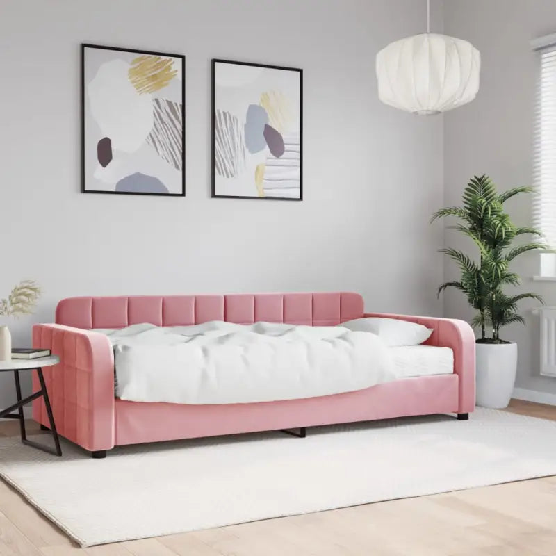 Massief hout dagbed met modern ontwerp voor woonkamer of slaapkamer - Roze / 90 x 200 cm / met matras - Bedden &