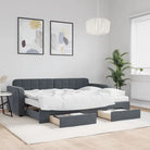 Massief hout dagbed met modern ontwerp voor woonkamer of slaapkamer - Donkergrijs / 80 x 200 cm / met onderschuifbed
