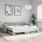 Massief hout dagbed met modern ontwerp voor woonkamer of slaapkamer - Lichtgrijs / 90 x 200 cm / met onderschuifbed