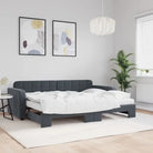 Massief hout dagbed met modern ontwerp voor woonkamer of slaapkamer - Donkergrijs / 80 x 200 cm / met onderschuifbed