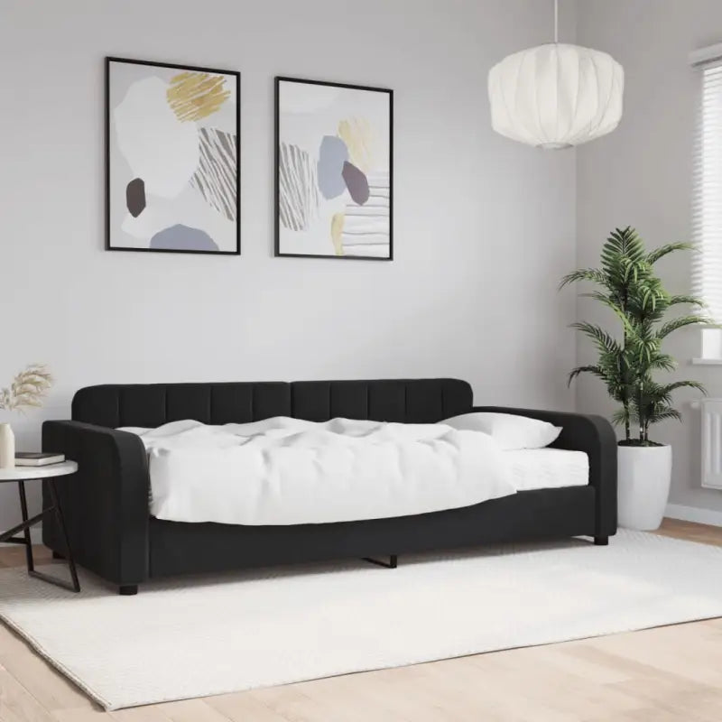 Massief hout dagbed met modern ontwerp voor woonkamer of slaapkamer - Zwart / 90 x 190 cm / met matras - Bedden &