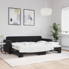 Massief hout dagbed met modern ontwerp voor woonkamer of slaapkamer - Zwart / 80 x 200 cm / met onderschuifbed - Bedden