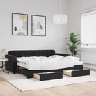 Massief hout dagbed met modern ontwerp voor woonkamer of slaapkamer - Zwart / 90 x 190 cm / met onderschuifbed en lade