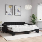 Massief hout dagbed met modern ontwerp voor woonkamer of slaapkamer - Zwart / 90 x 200 cm / met onderschuifbed