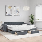 Massief hout dagbed met modern ontwerp voor woonkamer of slaapkamer - Donkergrijs / 90 x 200 cm / met onderschuifbed