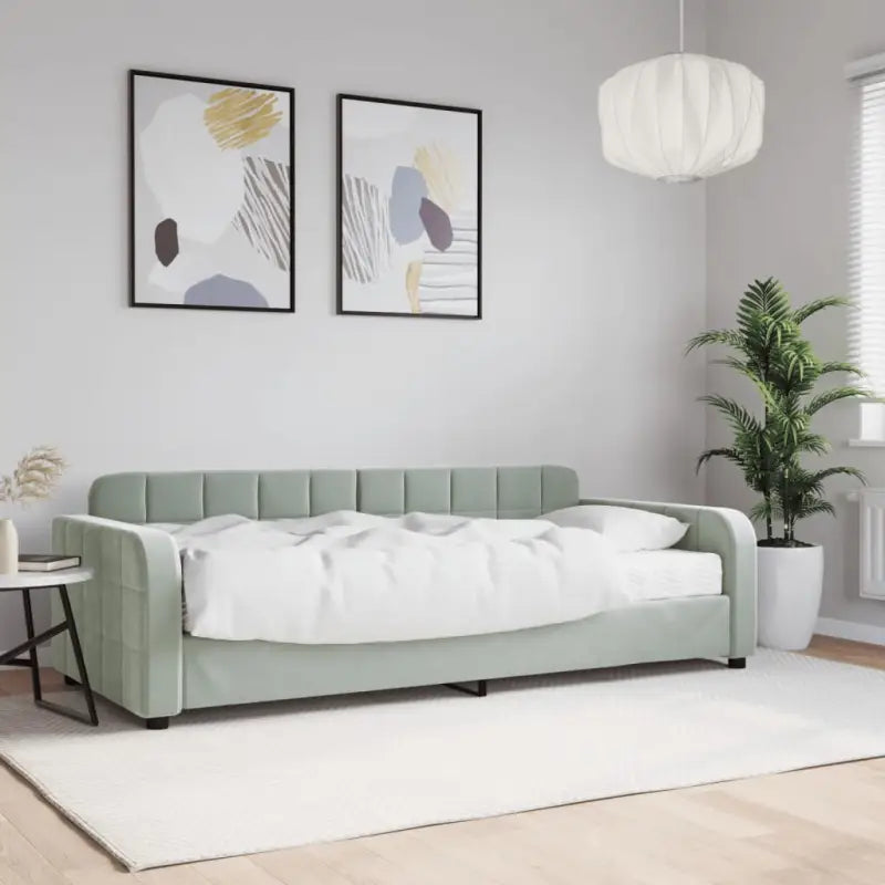 Massief hout dagbed met modern ontwerp voor woonkamer of slaapkamer - Lichtgrijs / 90 x 190 cm / met matras - Bedden &