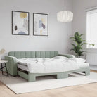 Massief hout dagbed met modern ontwerp voor woonkamer of slaapkamer - Lichtgrijs / 90 x 200 cm / met onderschuifbed