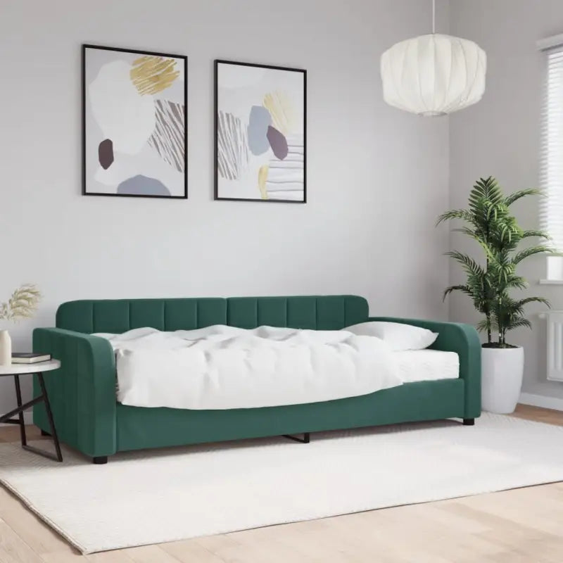 Massief hout dagbed met modern ontwerp voor woonkamer of slaapkamer - Donkergroen / 90 x 200 cm / met matras - Bedden &