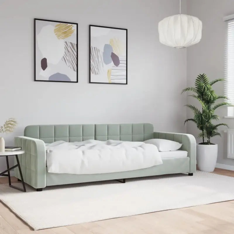 Massief hout dagbed met modern ontwerp voor woonkamer of slaapkamer - Lichtgrijs / 80 x 200 cm / zonder matras - Bedden