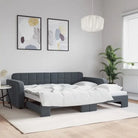 Massief hout dagbed met modern ontwerp voor woonkamer of slaapkamer - Donkergrijs / 90 x 200 cm / met onderschuifbed