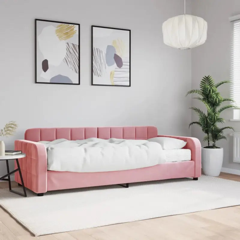 Massief hout dagbed met modern ontwerp voor woonkamer of slaapkamer - Roze / 80 x 200 cm / met matras - Bedden &