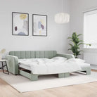 Massief hout dagbed met modern ontwerp voor woonkamer of slaapkamer - Lichtgrijs / 100 x 200 cm / met onderschuifbed
