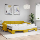 Massief hout dagbed met modern ontwerp voor woonkamer of slaapkamer - Geel / 90 x 200 cm / met onderschuifbed en matras