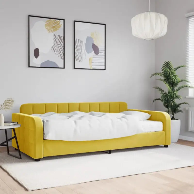 Massief hout dagbed met modern ontwerp voor woonkamer of slaapkamer - Geel / 100 x 200 cm / met matras - Bedden &