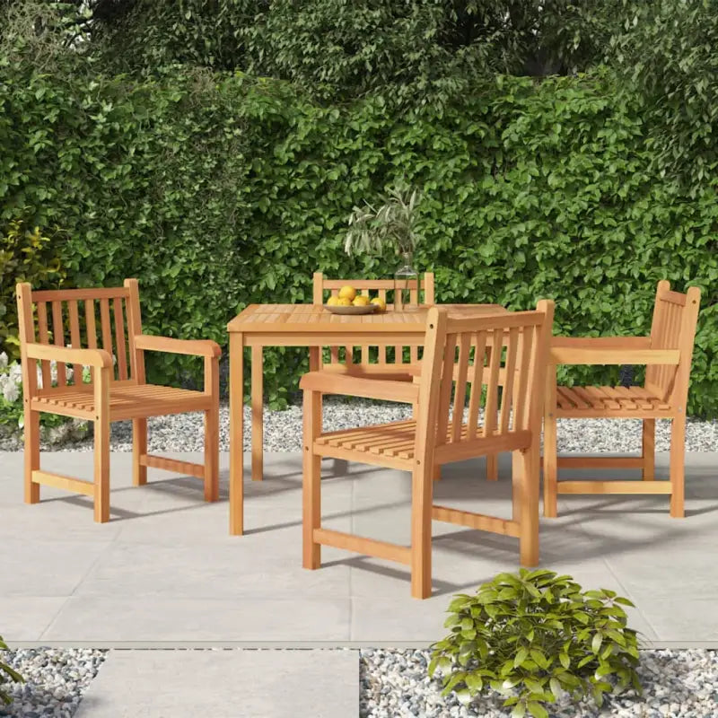 Massief houten tuinset met fijn geschuurd afwerking inclusief levering - 110 cm tafellengte / 4x armstoel + tafel