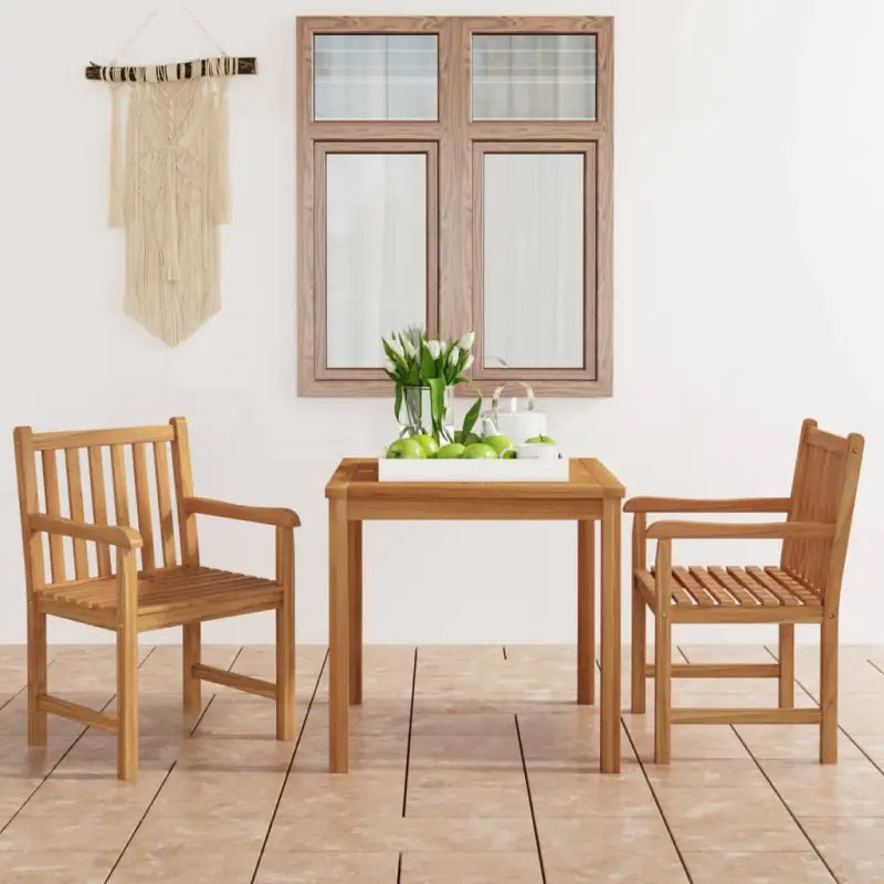 Massief houten tuinset met fijn geschuurd afwerking inclusief levering - 80 cm tafellengte / 2x armstoel + tafel