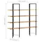Massief mangohout boekenkast met 4 lagen voor woon en kantoor - 1 / 160 cm / 35 cm - Boekenkasten